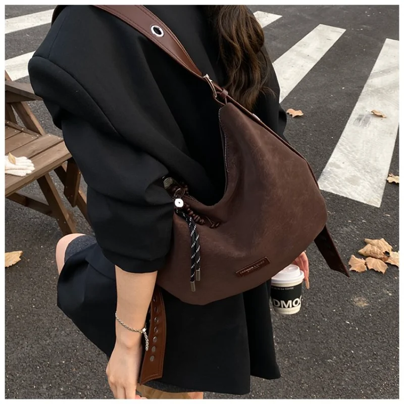 

Trendy Women's Soft Crossbody Hobo Bag with Contrast Wide Strap for Daily Commute, Errands and Weekend Activities Handbags