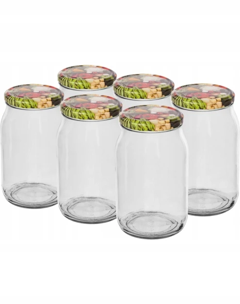 Glazen pot voorbereidingen met schroefdop 900 ml 6 stuks