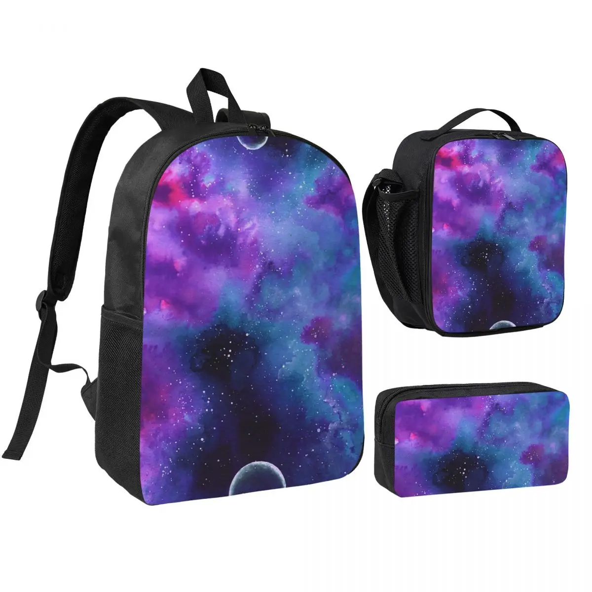 

Neon Galaxy Dreams Backpack Boys Girls BookBag School Bag Shoulder Bags 3ps Insulated Lunch Bag Pencil Case