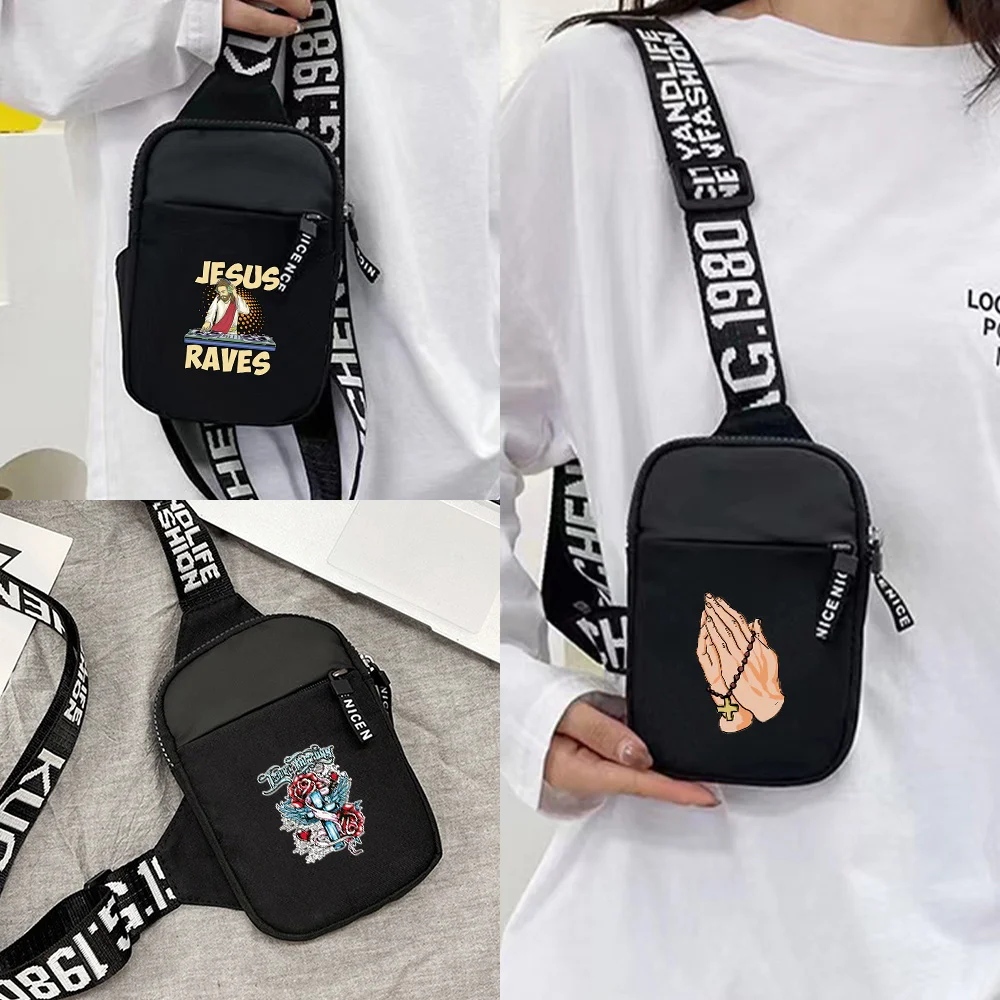 

Нагрудная сумка через плечо большой емкости, повседневная дорожная и пешая многофункциональная нагрудная сумка серии Иисус, сумка через плечо на одно плечо