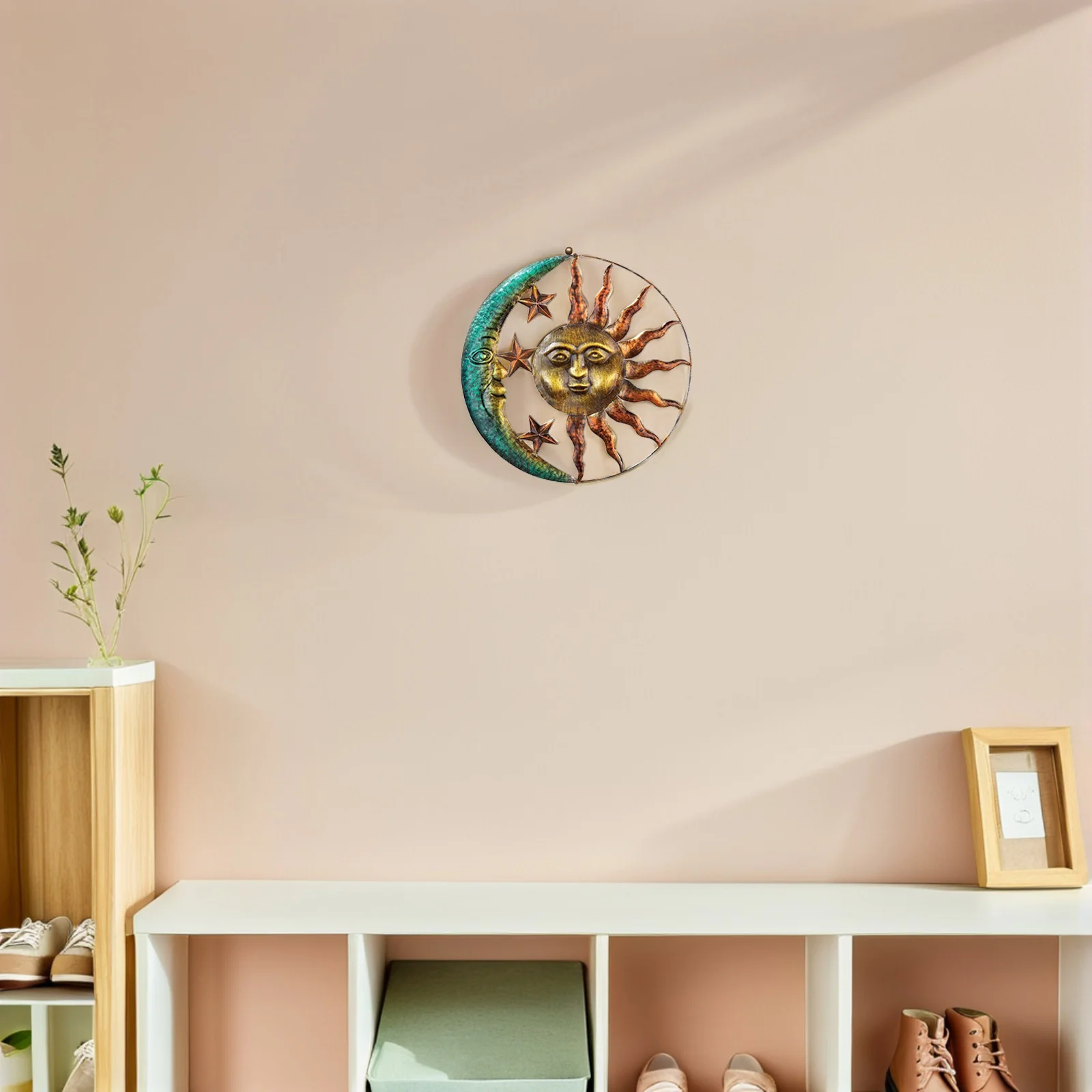 

Sun Moon Pendant Wall Hanging Decor Vintage Wall Ornament for Living Room Bedroom Background Decoration Unique Home Art Piece