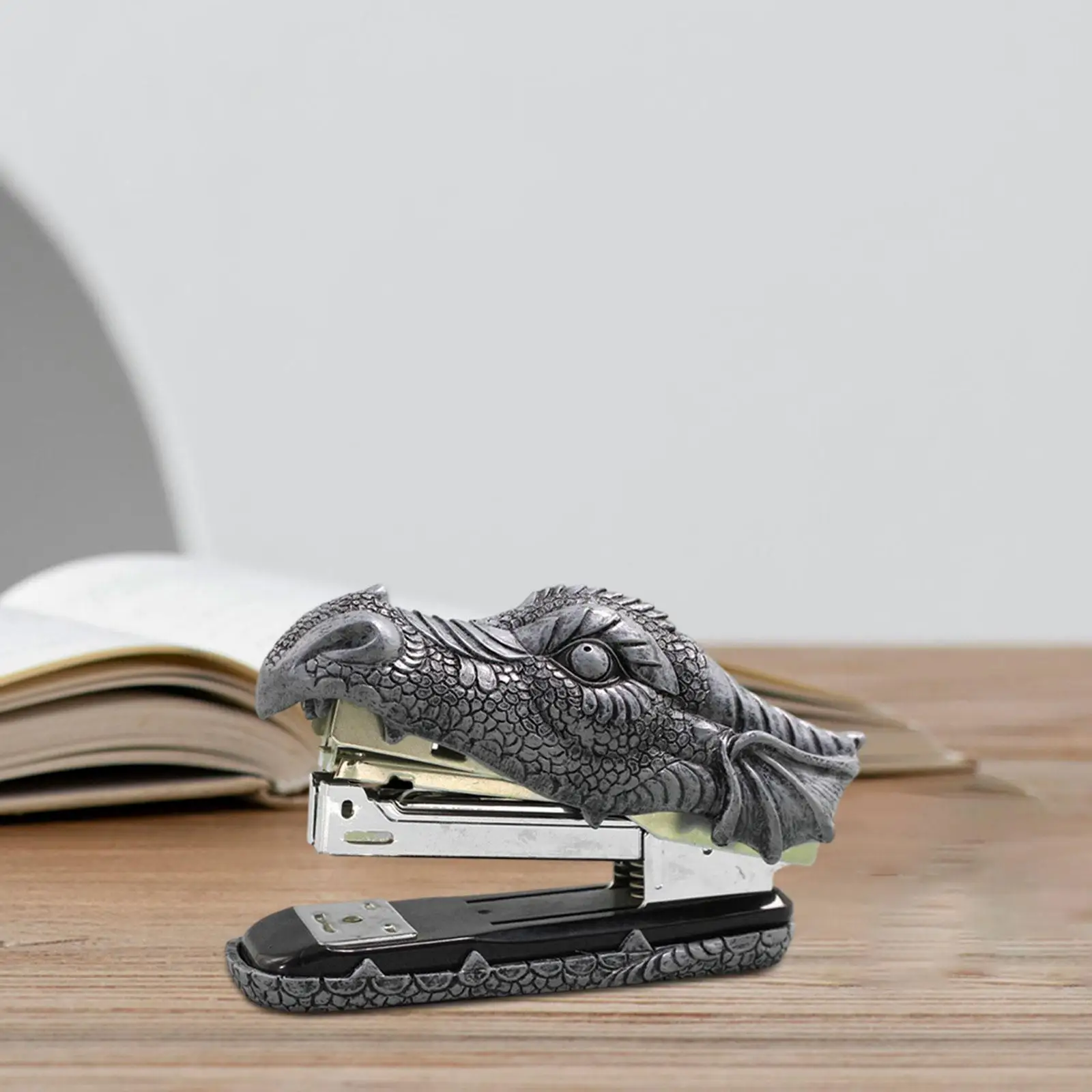 Dragon Head Stapler, Metal Stapler, Resin Carving Durable Functional Home Decor Novelty Stapler, Unique Small Stapler