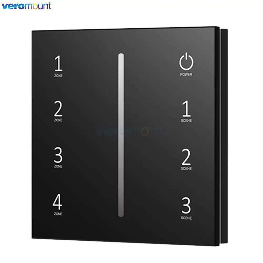 T18-1 Skydance 0/1-10V LED Dimmer 4CH Wall Mounted Glass Panel Touch Dimming 2.4G RF Wireless Remote for Single Color LED Strip