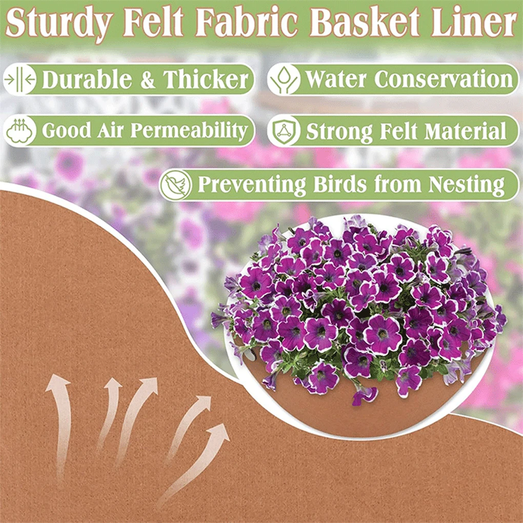 

3piece Round Fabric Flower Pot Liner Coco Coir Basket Liners For Wall Planters Hanging Basket Liners brown round insert 12in