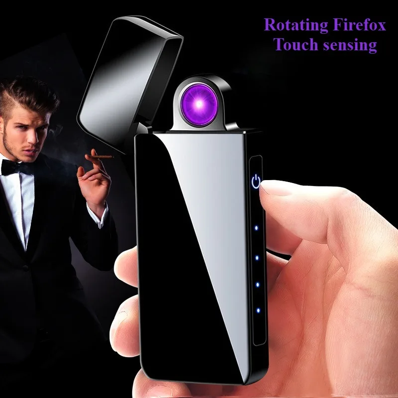 Rotating Electronic Lighter Windproof Arc Lighter USB Charging Intelligent Induction Igniter Men's Cigarette Accessories Gift