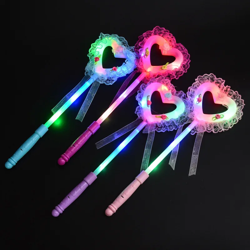 

20PCS LED Light Up Flashing Fairy Magic Wand Princess Love Heart Stick Toy Girl Xmas Gifts Party Favors Christmas Decoration