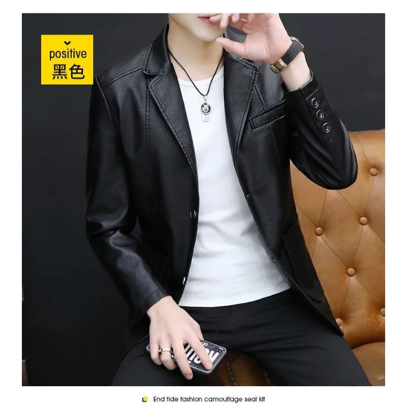 

Haining кожаный мужской весенне-осенний тонкий новый красивый костюм с лацканами осень-зима плюс кашемировое толстое повседневное пальто красивое