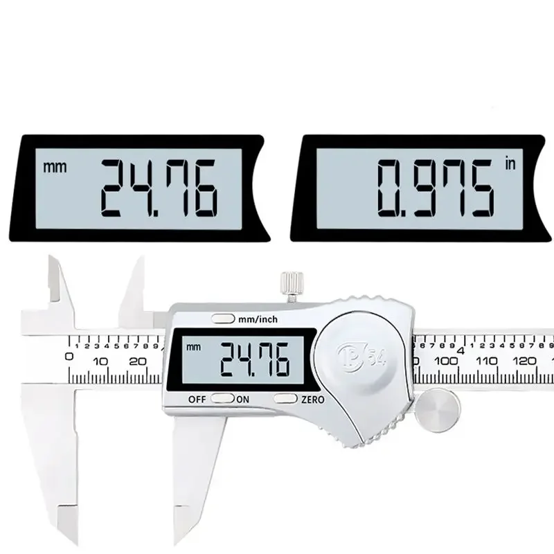 Pinze digitali elettroniche, 0-150/200/300mm, strumento di misurazione in acciaio inossidabile con ampio schermo LCD, calibri a corsoio metrico e pollici