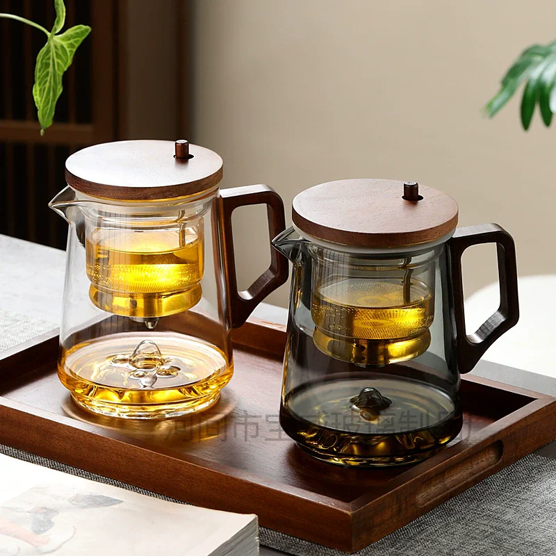 One Click Tea Separation Filtration Glass Teapots With Handle Tea Water Separation Inner Container Tea Pot With Infuser 800ml