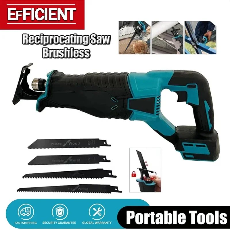 

Brushless Reciprocating Saw Reciprocating Saw Portable Cordless Power Tools With 4pcs Saw Blades 20V For Makita 18V Battery