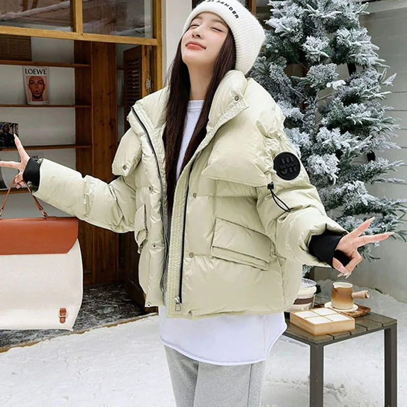 

Winter Warm Lapel Women's Down Jacket 2025 New Fashionable Design Sense Thickened Style White Duck Down Women's Down Jacket H648