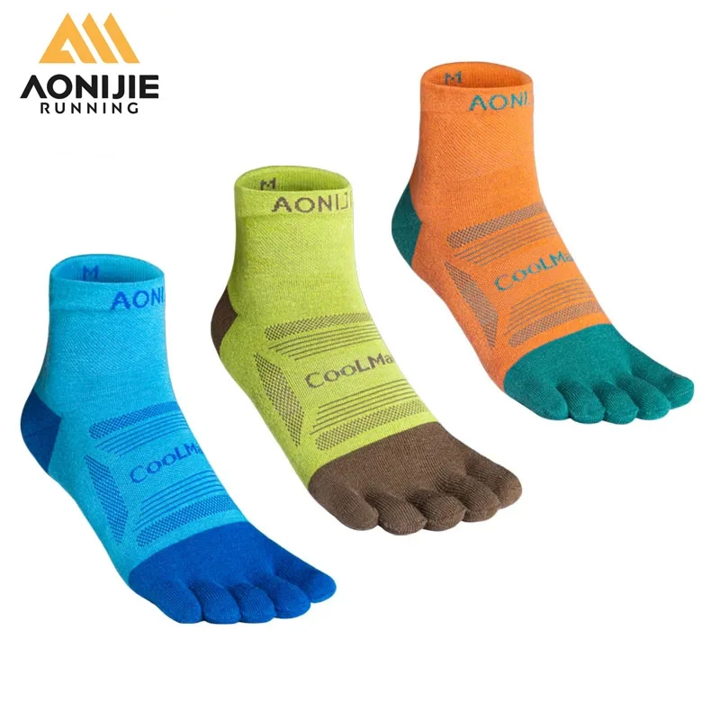 AONIJIE 3pcs Sports Running Socks Men Women Gym Fitnesscs Cycling Socks Breathable Trekking Hiking Basketball Football Socks