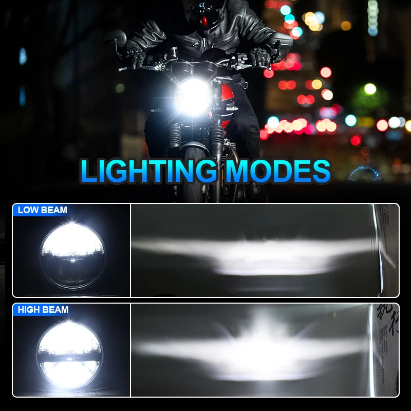 E Mark Approved 7' Inch Motorcycle LED Headlight For Royal Enfield Himalayan 400 411 650 350 Cafe Racer 7' Moto H4 Headlamp