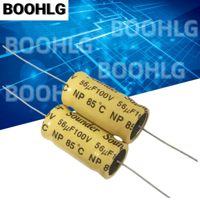 2PCS Horizontal Axial Non-Polar Midrange Crossover 100V 56UF 16X33MM