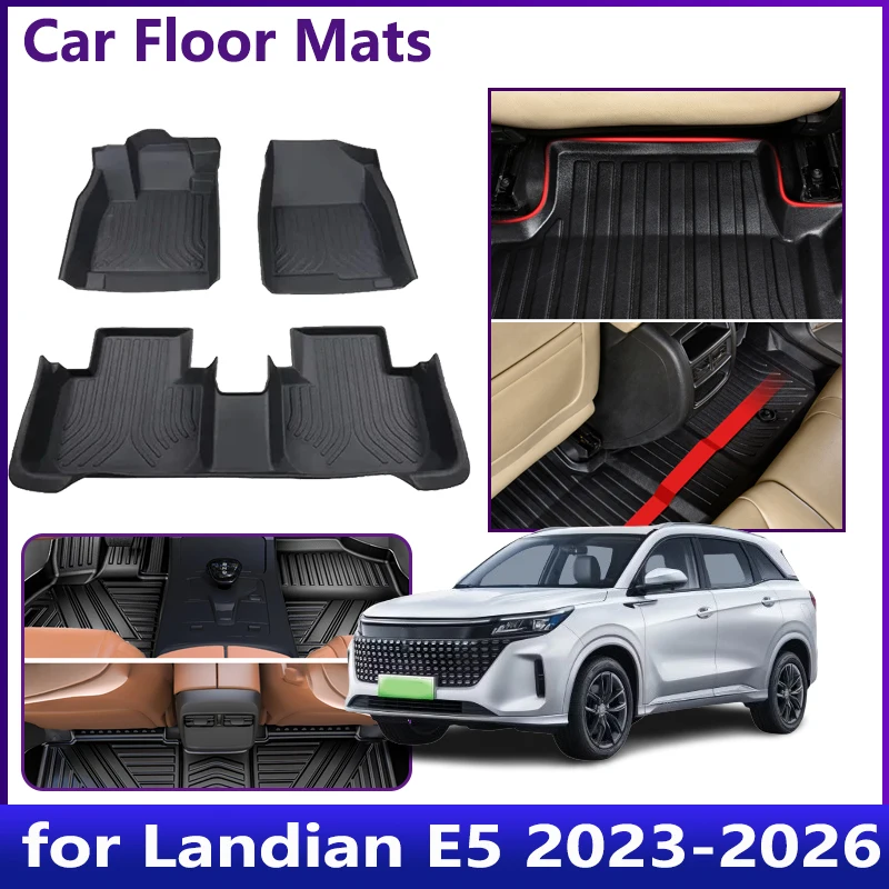 

Автомобильные коврики для DFSK Landian E5 NEV 2023 2024 2025 2026, украшение автомобиля, водостойкий ковер из ТПЭ с левым рулем, подушки, аксессуары