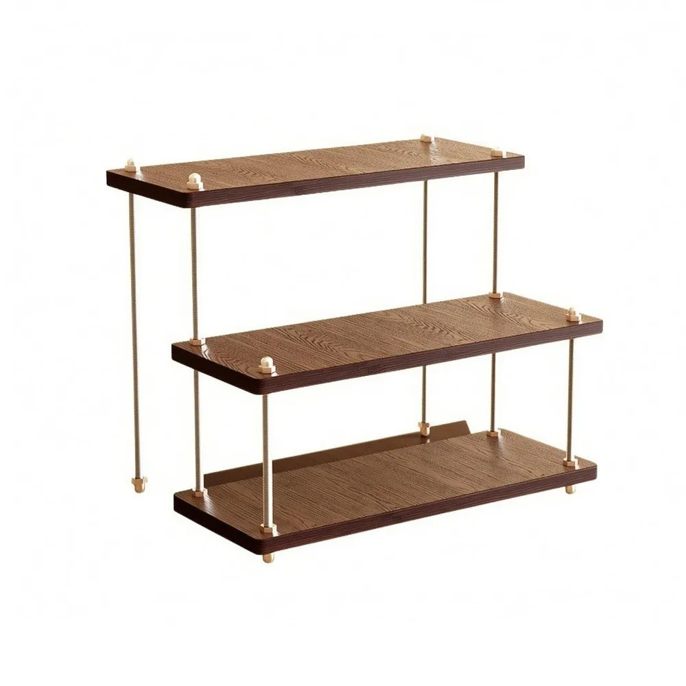 Freestanding Tabletop Wood Shelf Unit Space Saving Countertop Design Wooden Display Rack Versatile Organizer for Desk
