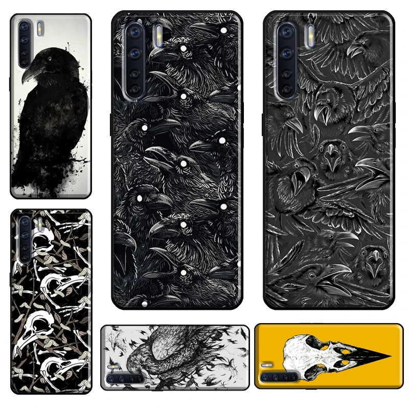 Raven Crow Skull pattern Case For OPPO A78 A76 A96 A54 A74 A94 A5 A9 A31 A53 A15 A16 A17 A52 A72 A91 A93 A77 A57s