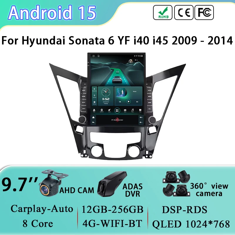 Car Radio GPS Navigation For Hyundai Sonata 6 YF I40 I45 2009 - 2014 Multimedia Video Player Stereo 4G Head Unit WIFI FM No 2din