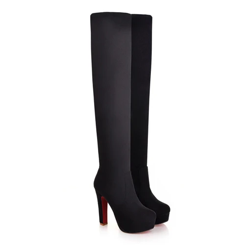 Women Shoes Winter Boots Over the Knee Boots Round Toe High-Heeled Female Footwear Autumn Shoes Platform Slim Boots New fgb789