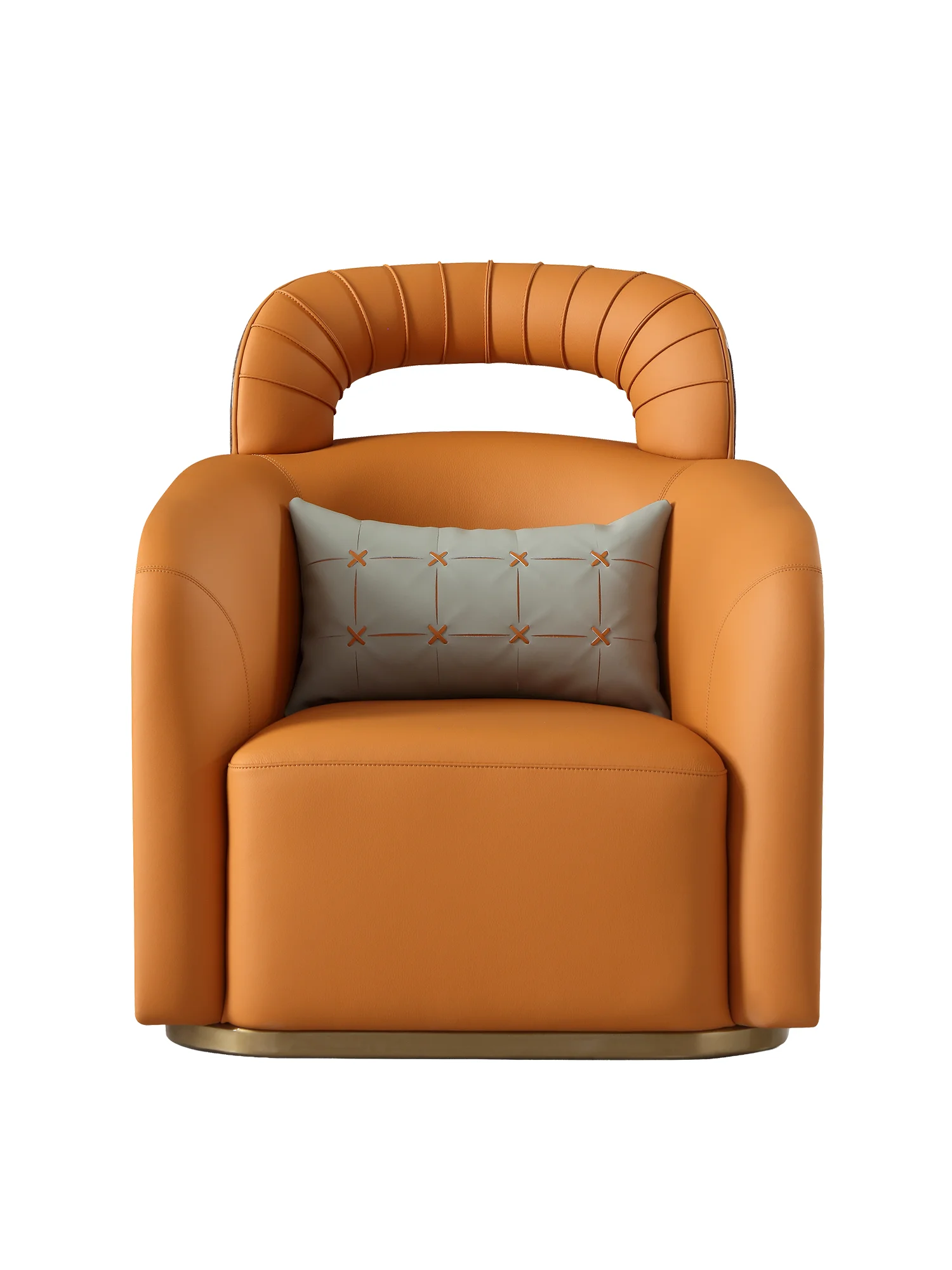 

Italian modern light luxury leather leisure chair living room home single sofa chair