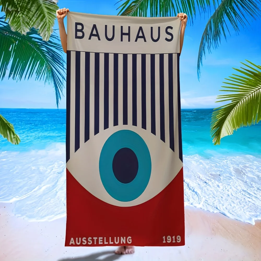 1pc Beach Towel - Bold Eye Graphic with Bauhaus Design, Windproof & Sun-Proof Super Fine Fiber, Contemporary Style for Beach,