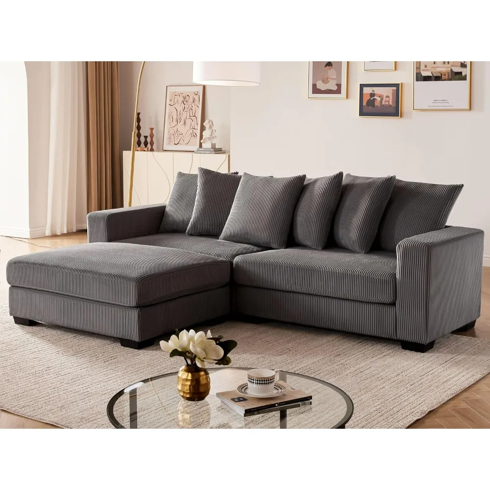 

101.6" Deep Seat Modular Sectional Sofa, Comfy Corduroy Sectional Couches for Living Room, L-Shaped Upholstered Cloud Couch Sofa