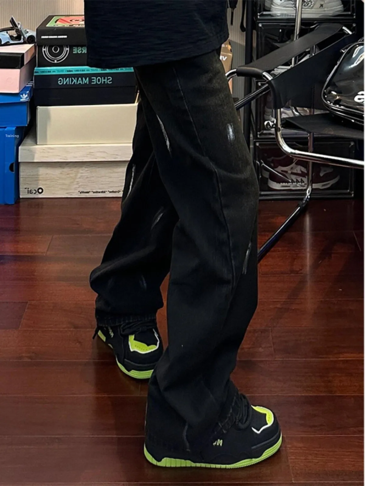 

Мужские джинсы Bla Splatter Paint Dot CleanFit в американском уличном стиле, прямые брюки, молодежные, износостойкие