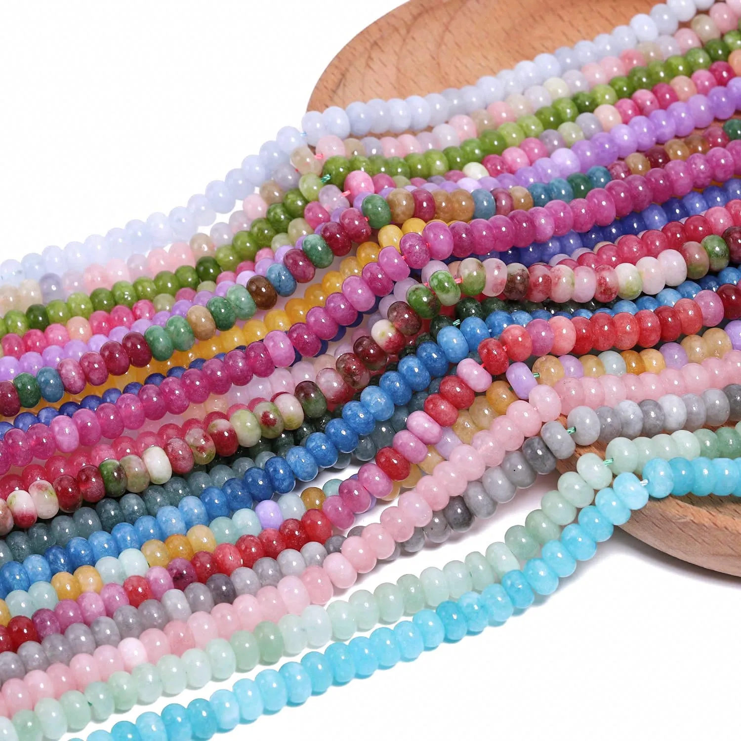 4x6 مللي متر متعدد الألوان اليشم المعداد شكل حجر الخرز شقة شكل دائري خزر عازل لصنع المجوهرات اليدوية سوار ذاتي الصنع قلادة #2