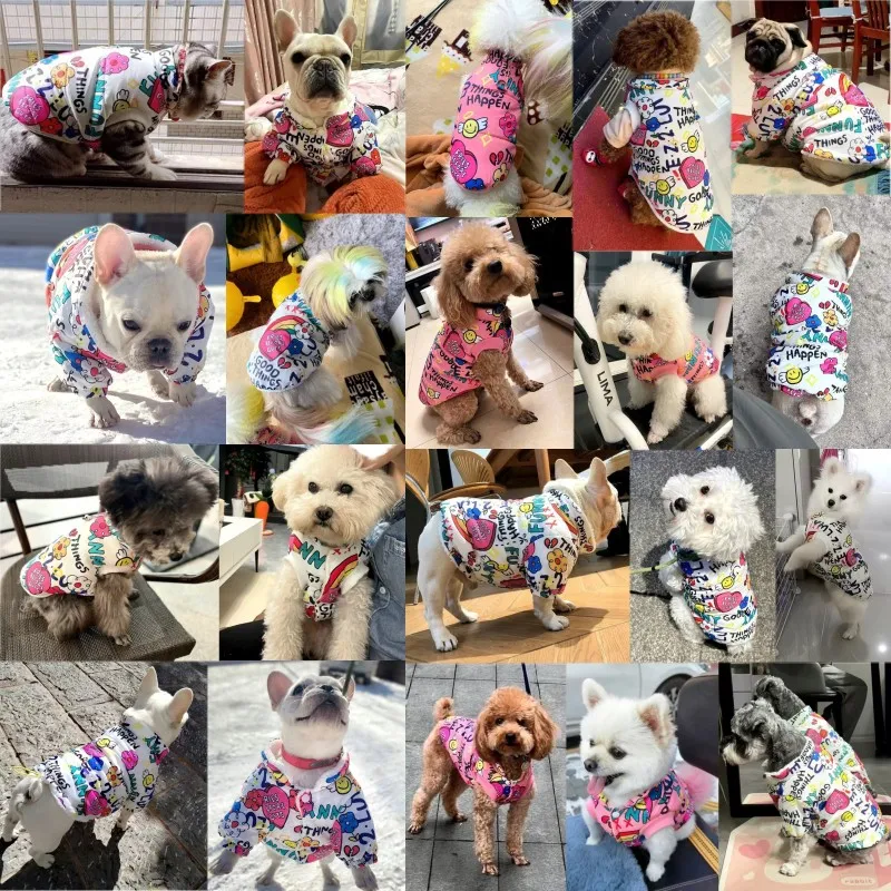 Luxury Pet Dog Clothes Cute Print Dog Jacket Coat Winter Warm Puppy Down Jacket Windproof Cat Vest Coat Pet Coatumes Dog Clothes