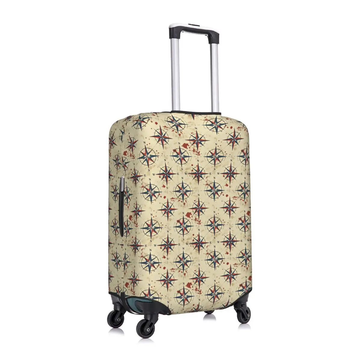 Custom Vintage Nautical Compass Rose Print Luggage Cover Protector Elastic Travel Suitcase Covers