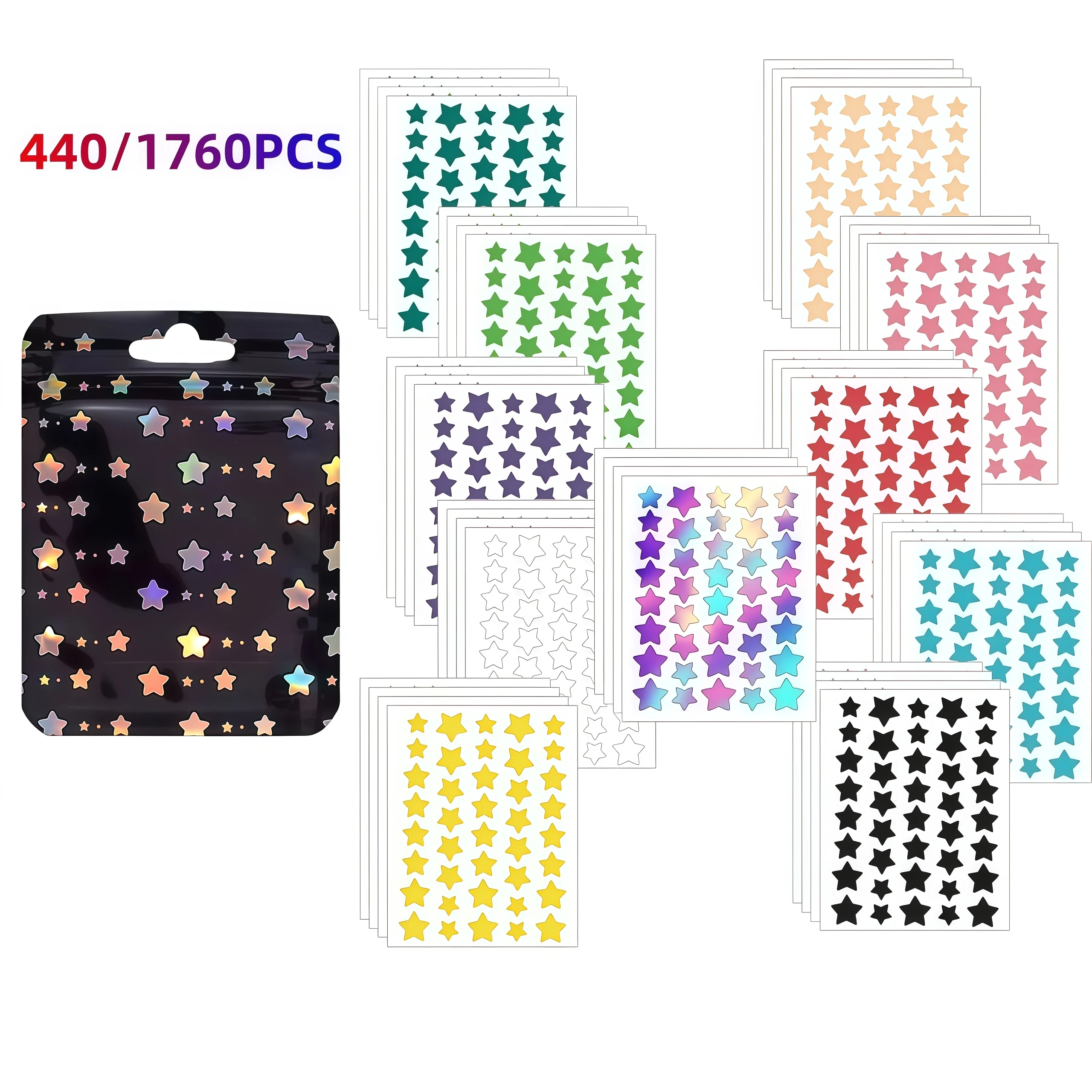 440-1760PCS Mixed 11 Colors Star Zit Patches Hydrocolloid Invisible Acne Stickers Gentle For Sensitive Skin Face Care