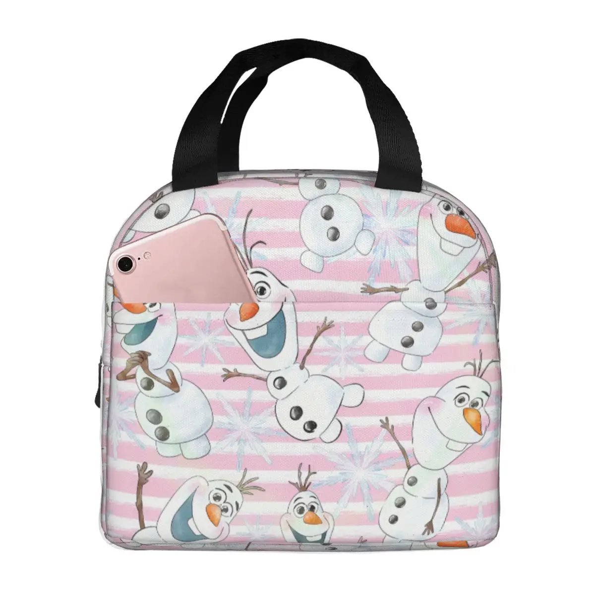 

Custom F-Frozenes Cartoon Insulated Lunch Tote Bag for Women Olaf Elsa Anime Portable Thermal Cooler Bento Box Work School