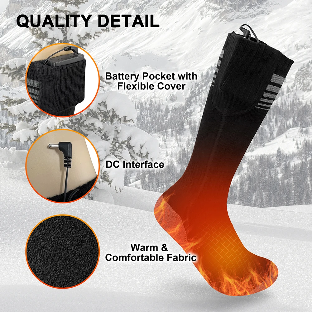 Men Women Heated Socks USB Rechargeable Electric Thermal Socks Breathable Heated Socks For Outdoor Spots Skiing Foot Warmer Sock