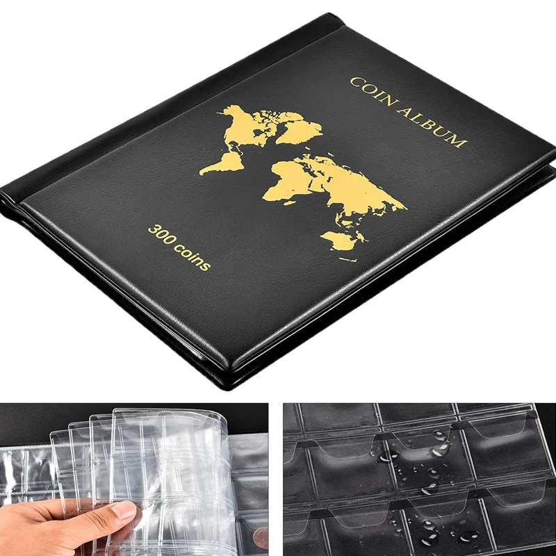 PU Leather Case Coin Banknote Collection Album Banknote Slip Organizer Coin Collection Folder Currency Loose-leaf Display Book