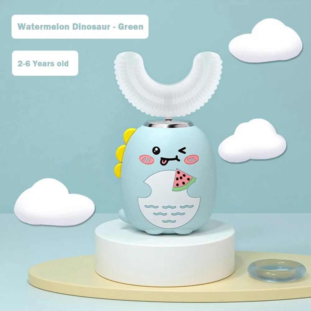 Silicone Brush Head Electric Toothbrush Degree Cleaning Waterproof Children Tooth Brush Rechargeable Cartoon Dinosaur