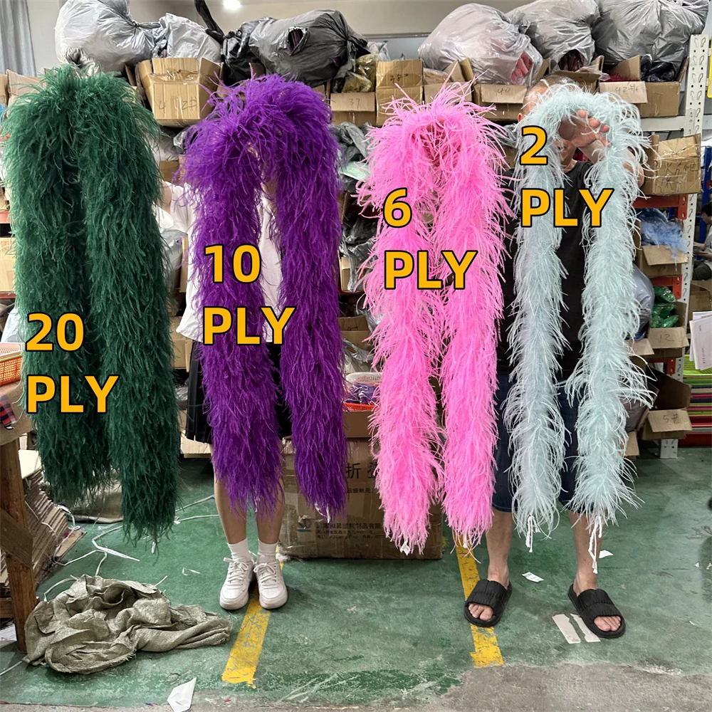 

1/2/6/10/20PLY Thickness Ostrich Feather Boa High Quality Pink Beach Party feather dress ostrich feather boa 20ply 2M Long