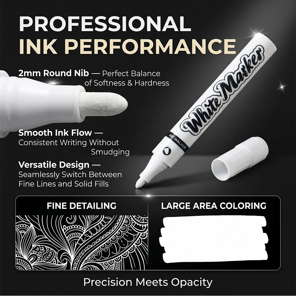 2/5/10 pcs White Permanent Marker Set Waterproof Paint Pens Window Glass Art Graffiti Decor School Office Stationery Supplies