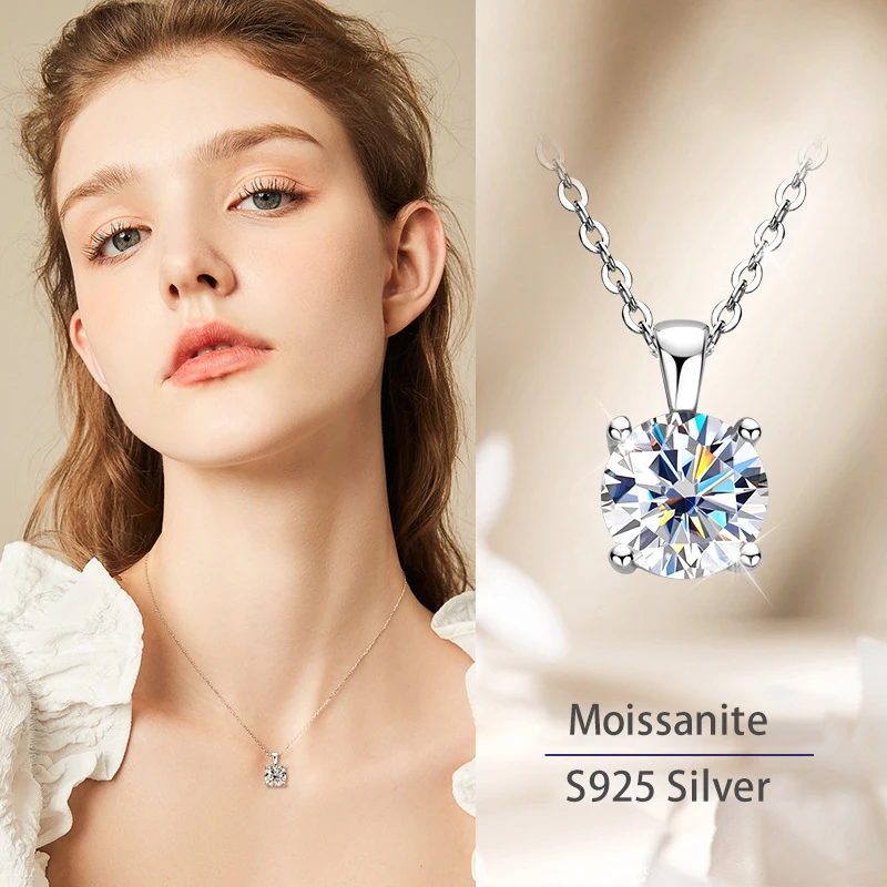 Collane in vera Moissanite da 1ct per donna S925 Sterling Silver INS Fashion Luxury Diamond pendenti collana gioielli regali di compleanno