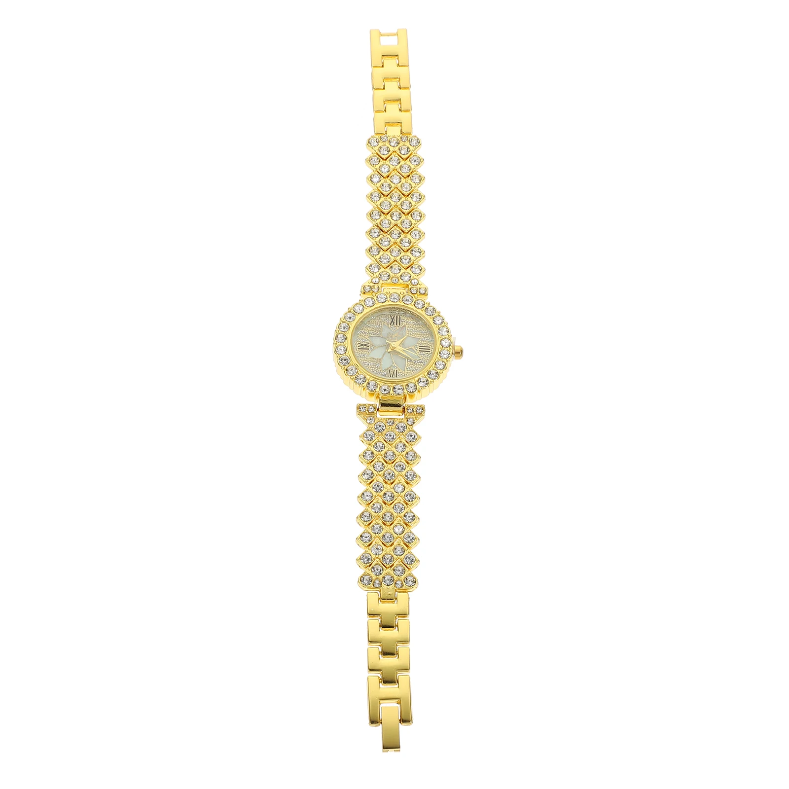 Ladies Quartz Watch Rhinestone Embellished Alloy Material Casual Fashionable Wristwatch for Women