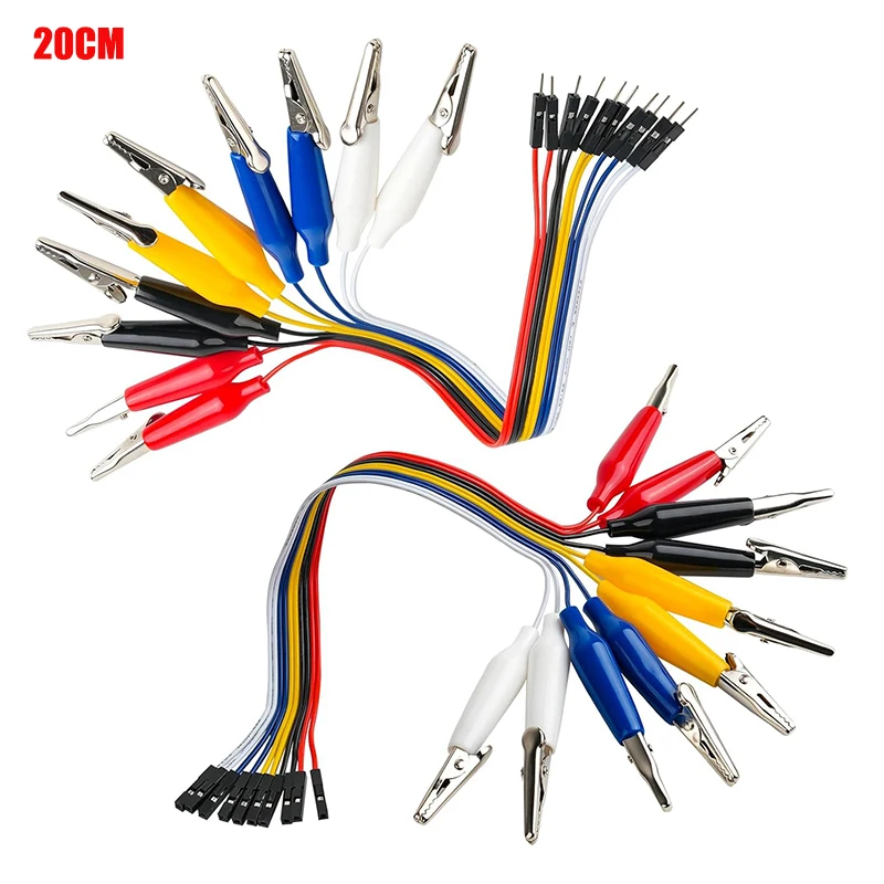 10pin Alligator Clip to Breadboard Jumper Wire Dupont Cable 20cm Male Female Test Lead for Arduino Microbit Nano LED Strip