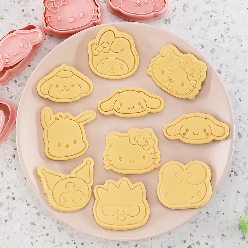 Hello Kitty Cartoon Cookie Cutter Set Sanrio Cute Figure Kuromi Cinnamoroll Modeling Dessert Mold Kitchen Supplies Tools