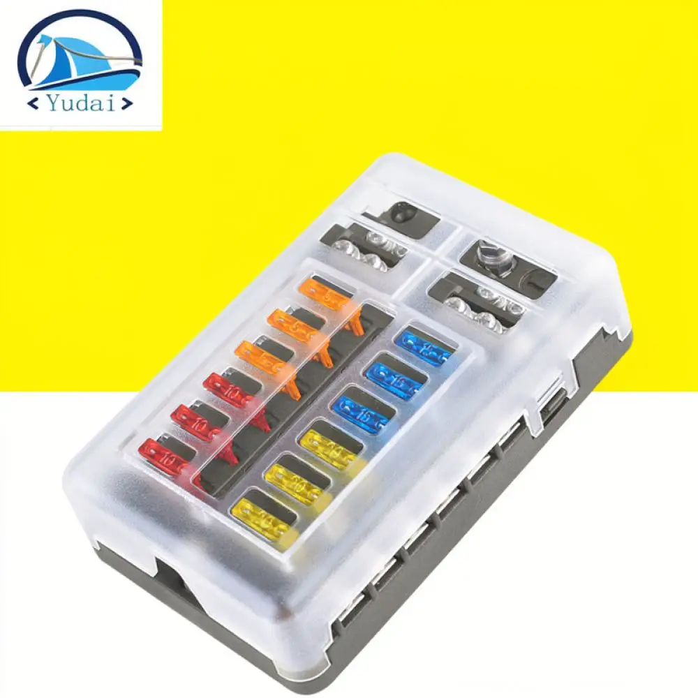 For For Yudai 12 Circuit Fuse Box Blade Holder Marine Rv Car Electrical Distribution Terminal Block Power Protection System