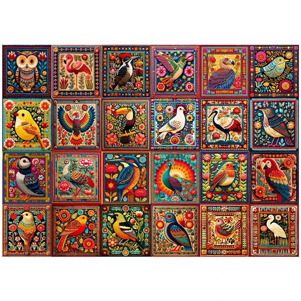 Puzzles for Adults 1000 Pieces, Bird Crochet, Jigsaw Puzzles with Letters on Back, Challenging Puzzles for Family Game