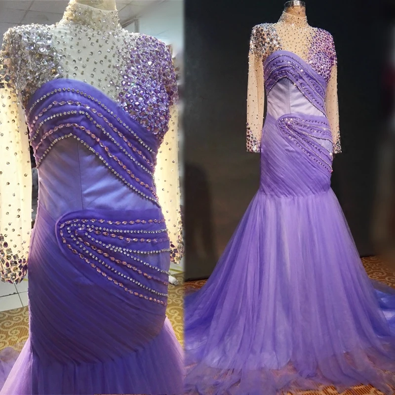 

Custom High End Heavy Beaded Crystal Evening Dress Prom Gown Performance Party Gown سيرين لفساتين السهرة