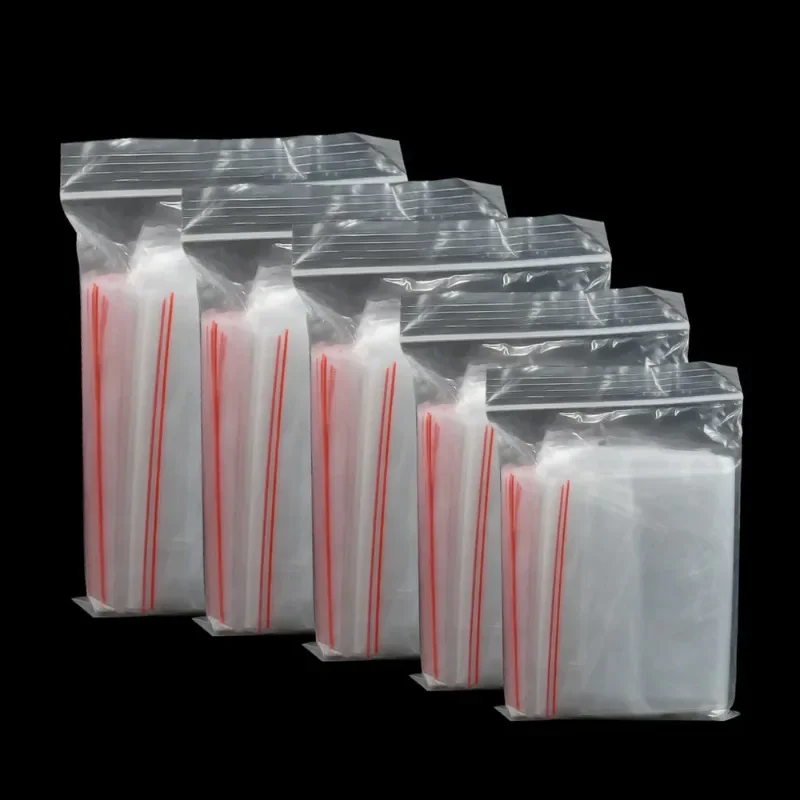 100pcs Simple Transparent Plastic PE Ziplock Bag Card Photo Battery Small Items Dust-proof Seal Bag Express Mail Packing Bag