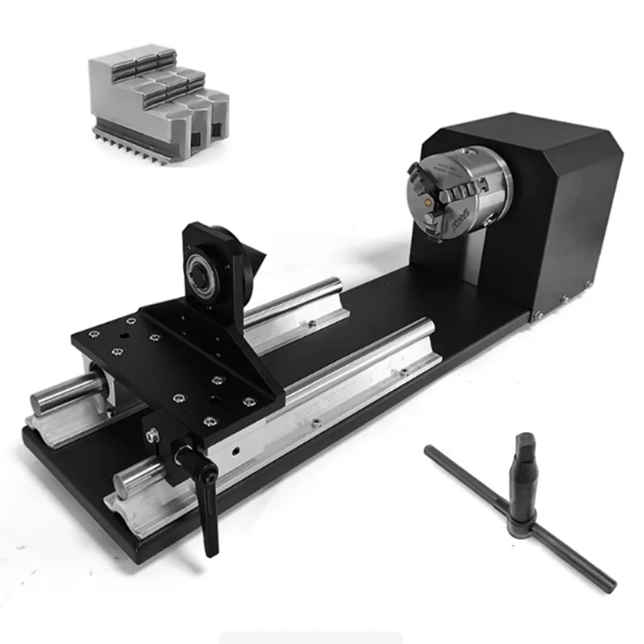 Laser engraving, engraving, marking, irregular auxiliary fixture, telescopic fixture, 360 degree rotating axis chuck, tail top