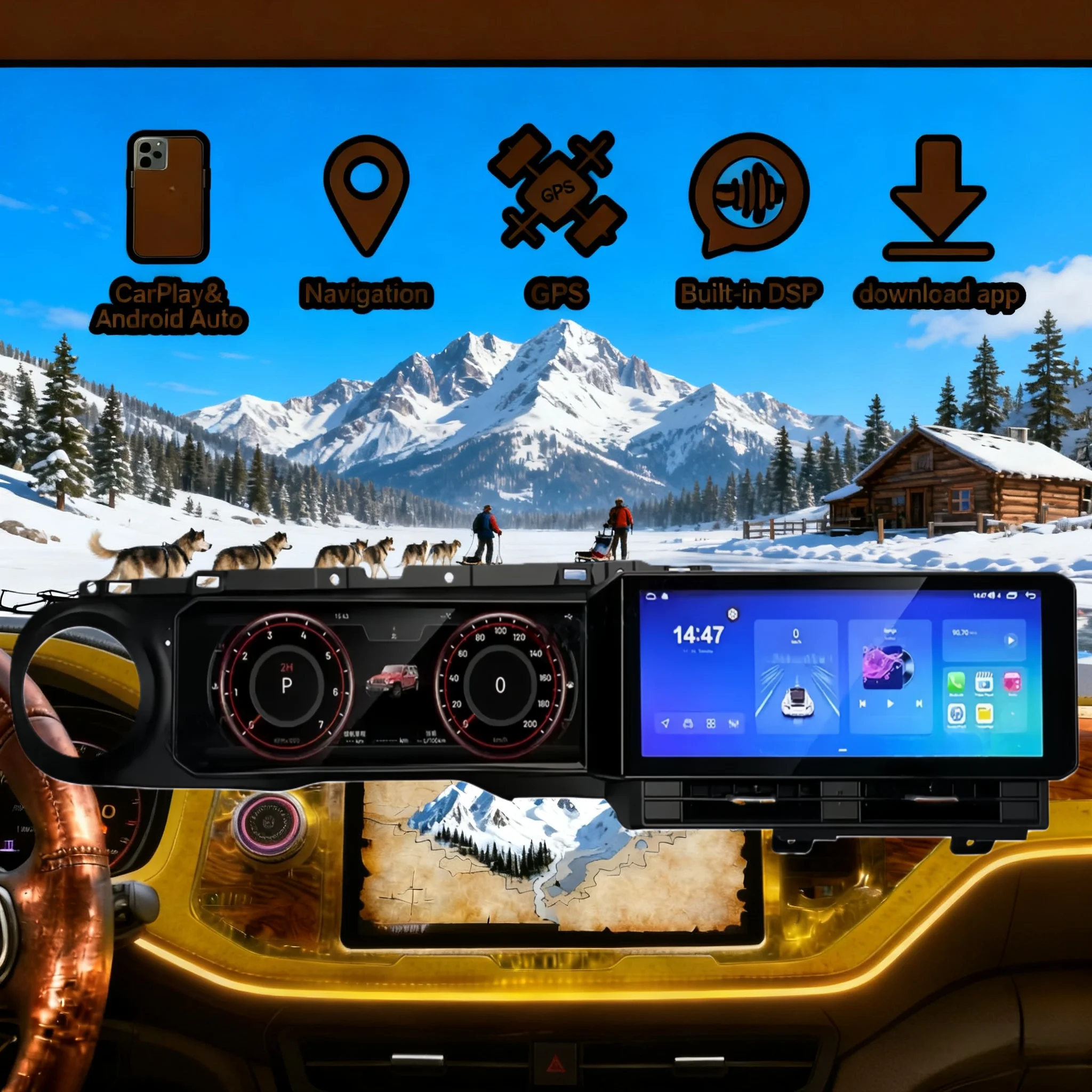 

Двойной 12,3-дюймовый экран Android 14, для Jeep Wrangler JL 2018-2022 2023, автомобильный радиоприемник CarPlay, GPS, мультимедийный стереоплеер, головное устройство