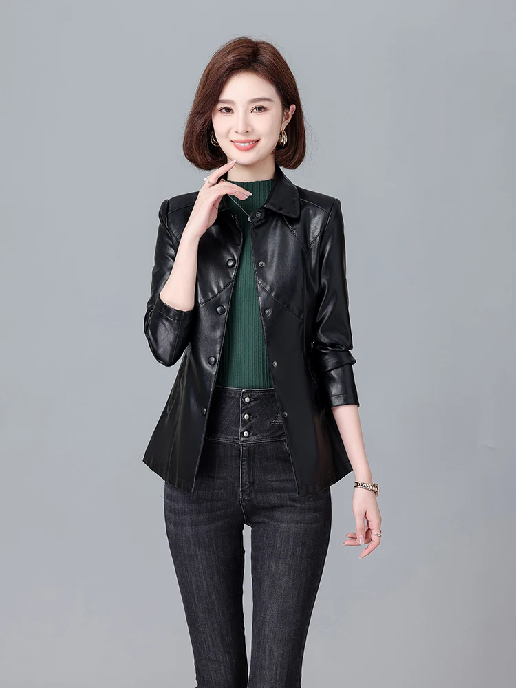 

Slim Fit Genuine Leather Haifeng Jaet Women's Sle 2025 New Spring Autumn eepskin Coat Korean Version Regular Length