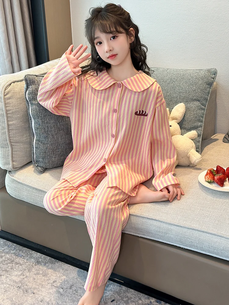 

Princ Stripe Spwear Set for Girls Spring Autumn Long Sve Long Pants Air Conditioned Home Clothes Casual Sle Cloud ...