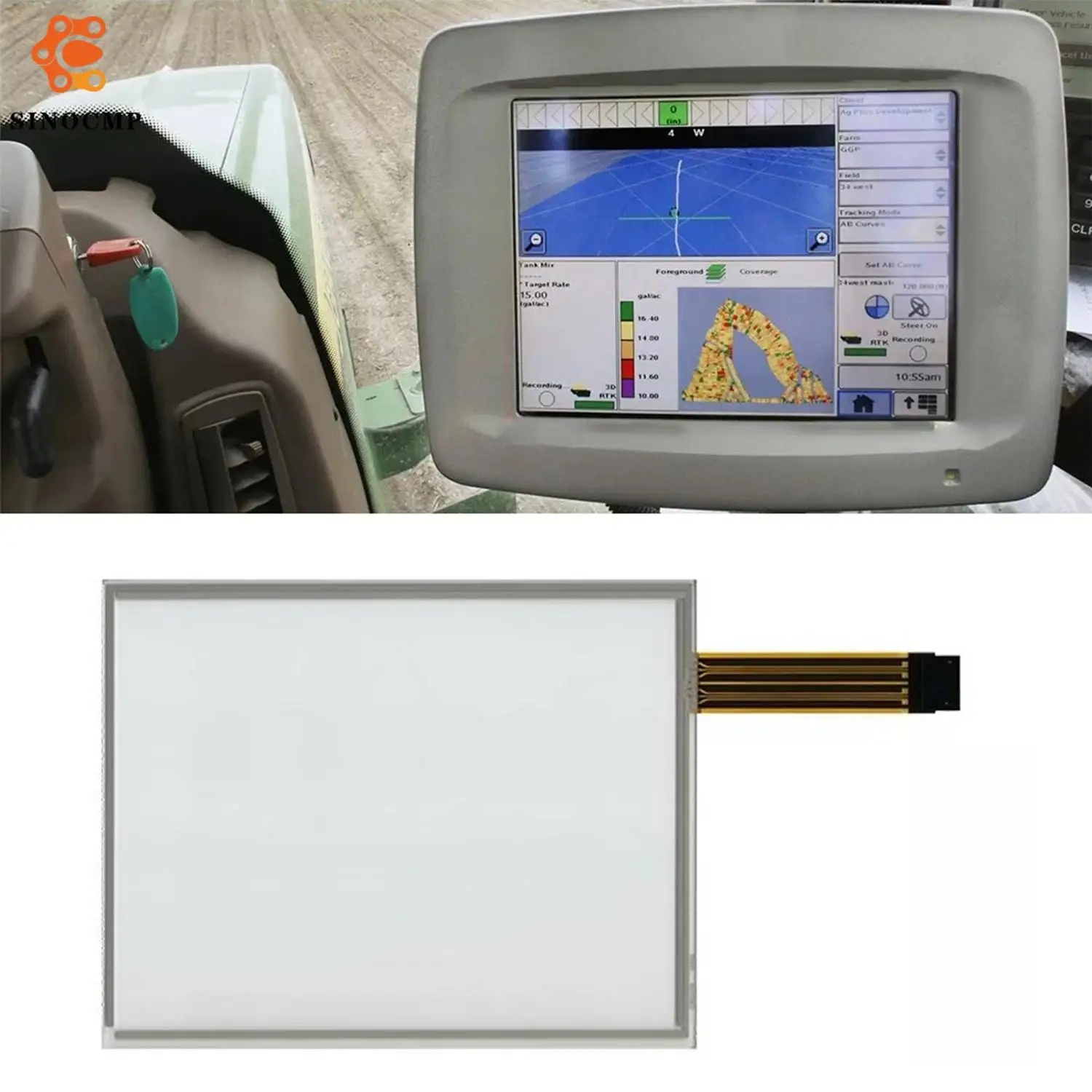 

10.4 Inch 8 Wire Touch Digitizer PF80877 PF81076 PF81185 PF81378 PG200402 For John Deer GreenStar GS2 2600 Car Display Screen